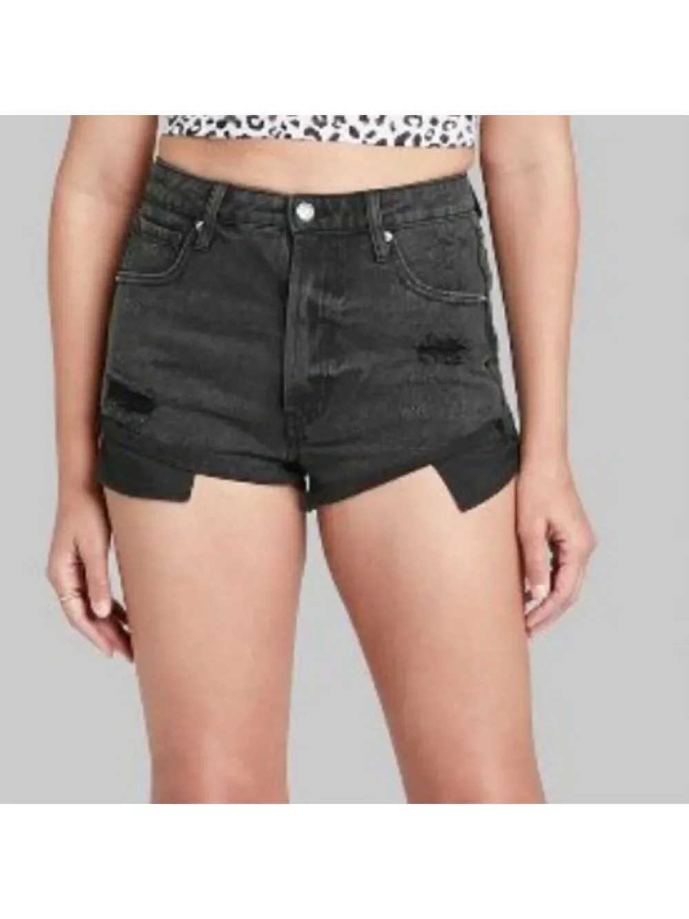 NWT Wild Fable Women's Black Super-High Rise Cheeky Jean Shorts Size 2